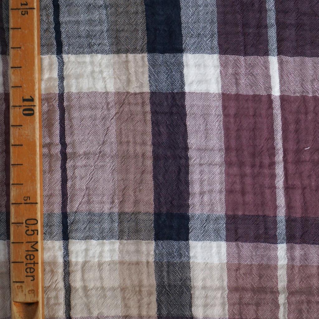 Musselin Double Gauze Karomuster violett beige